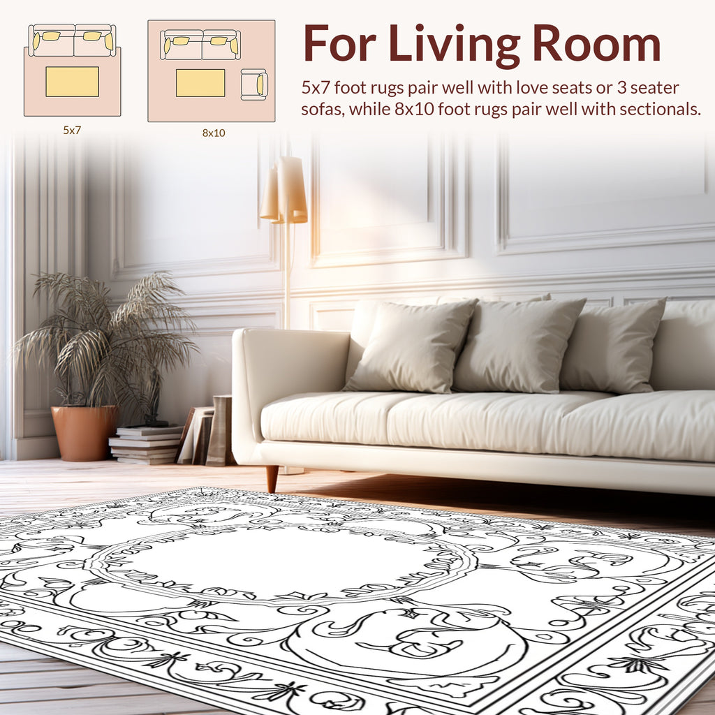 Art Nouveau Floral Scroll Pattern Rug