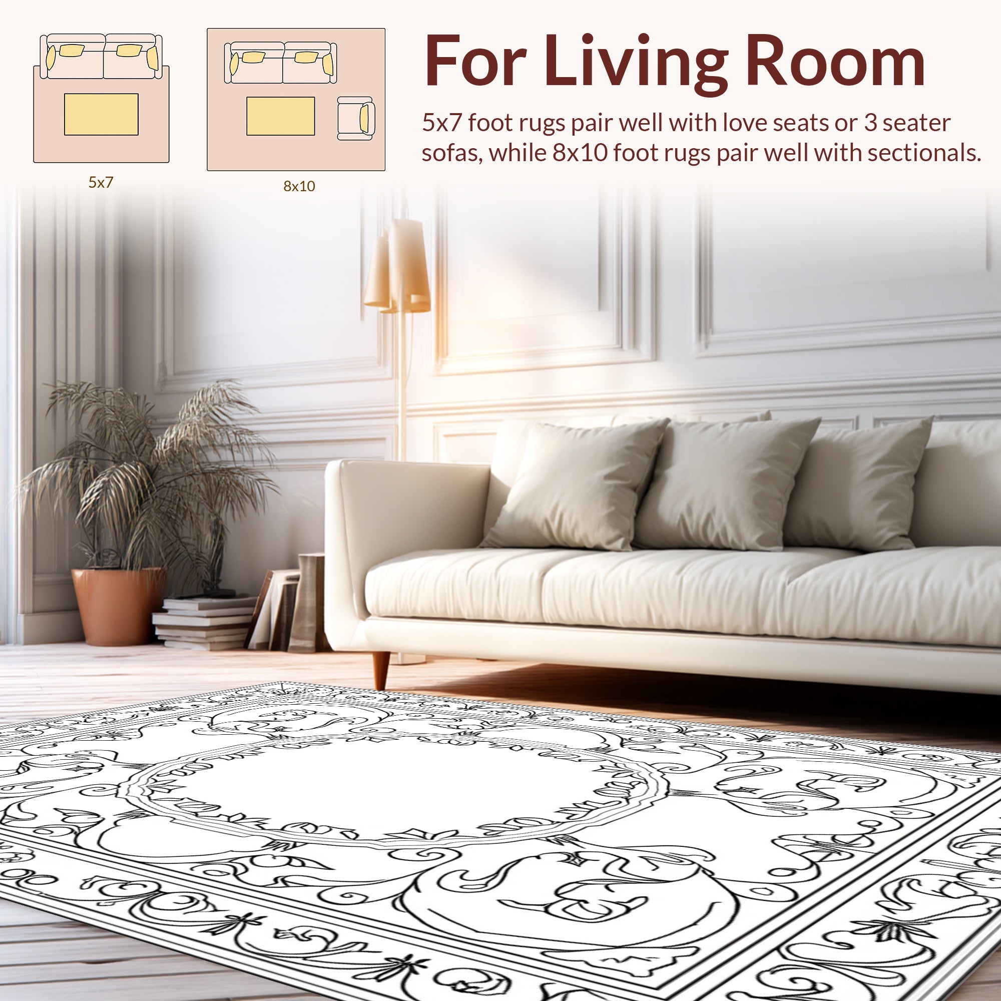 Art Nouveau Floral Scroll Pattern Rug