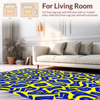 Abstract Blue Yellow Graphic Design Rug