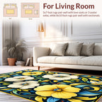 Bold Floral Design with Yellow and White Blooms Rug