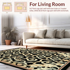 Ornate Flowing Golden Swirl Pattern Rug