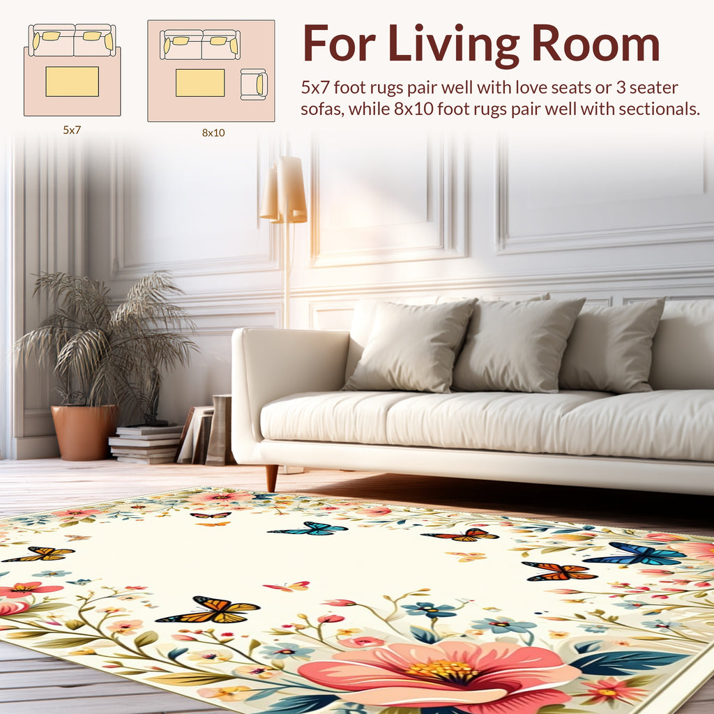 Floral Butterfly Garden Delight Rug