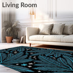 Light Blue Pine Frond Snow Flurry Rug