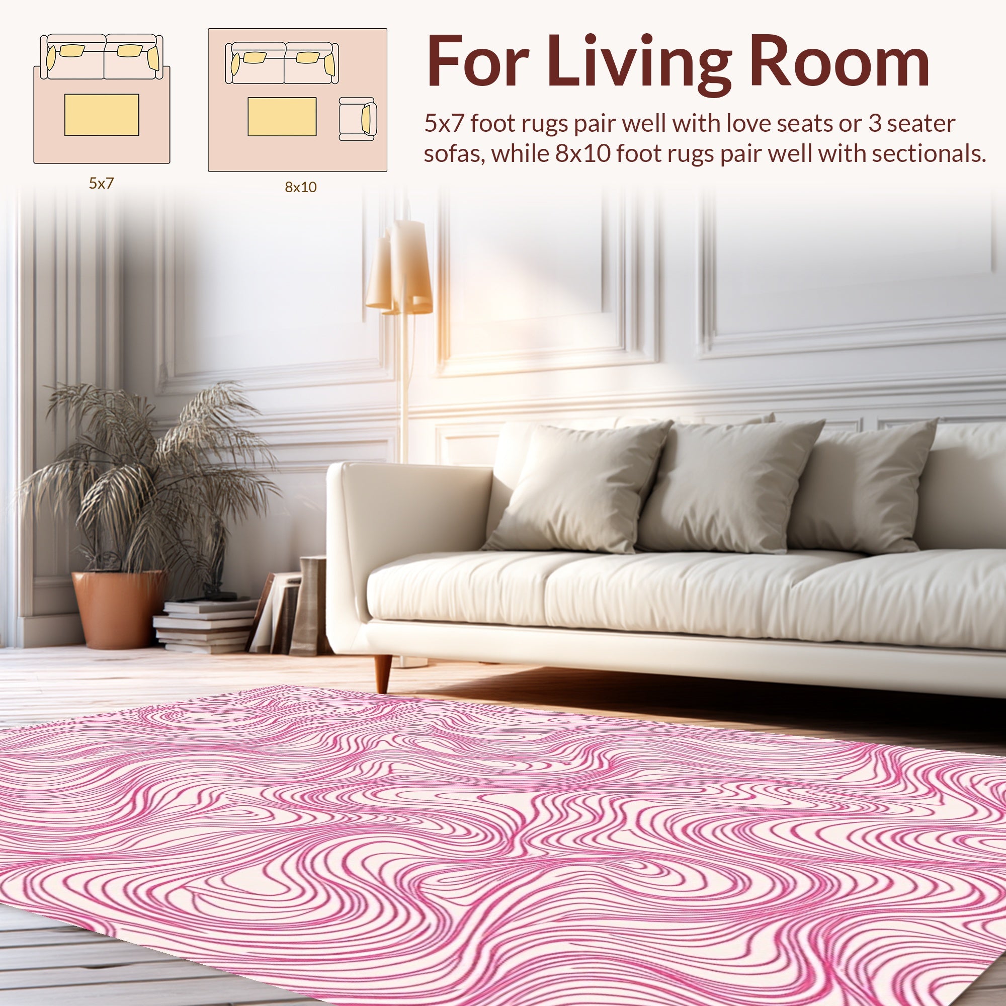 Pink Swirl Abstract Flow Pattern Rug