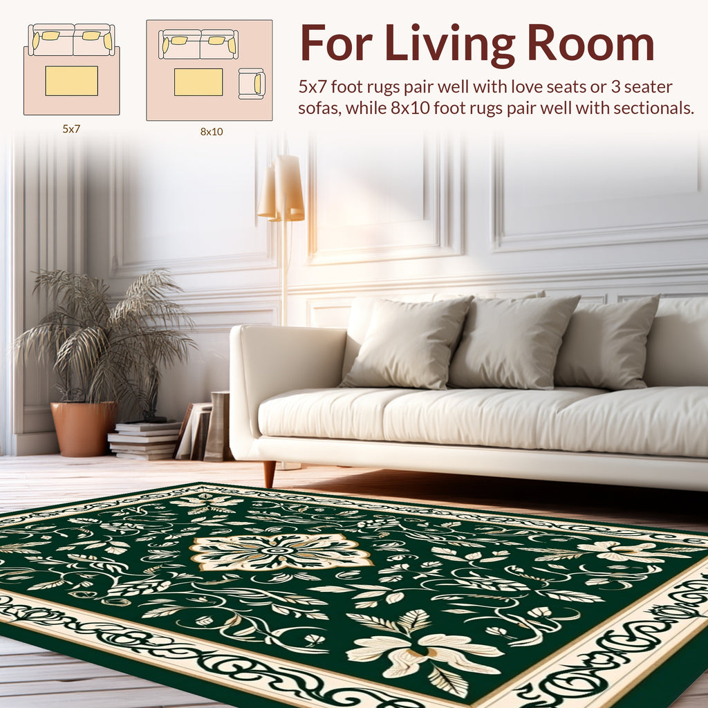 Ornate Floral Vines With Gold Accents Rug