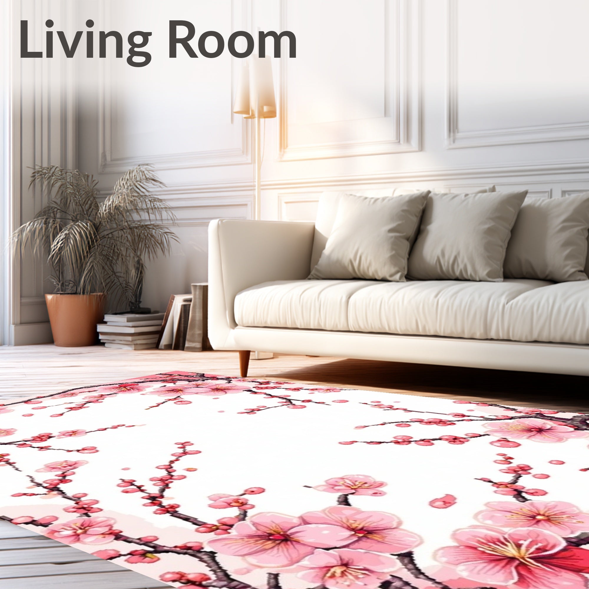 Blossom Branch Pink Floral Pattern Rug