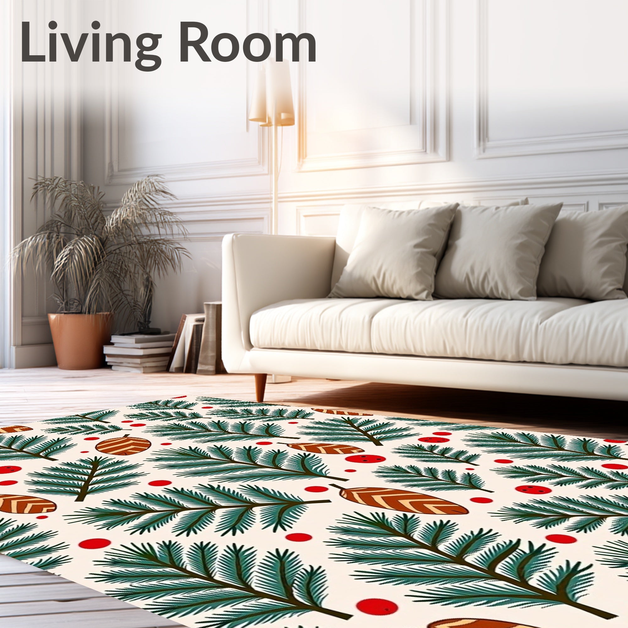 Rustic Pine Sprigs and Berries Rug