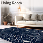 Naval White Nautical Explorer Narrative Rug