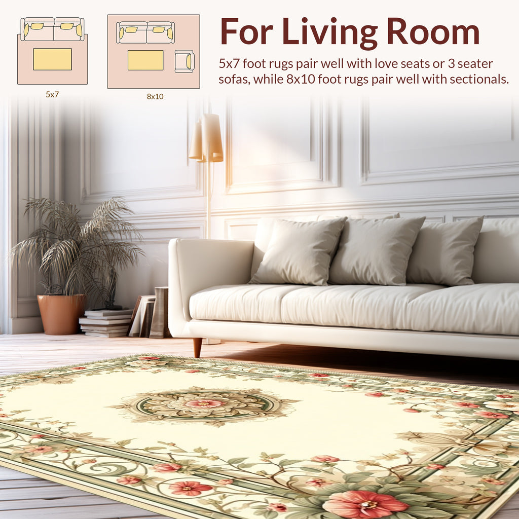 Vintage Floral Scroll Motif Rug