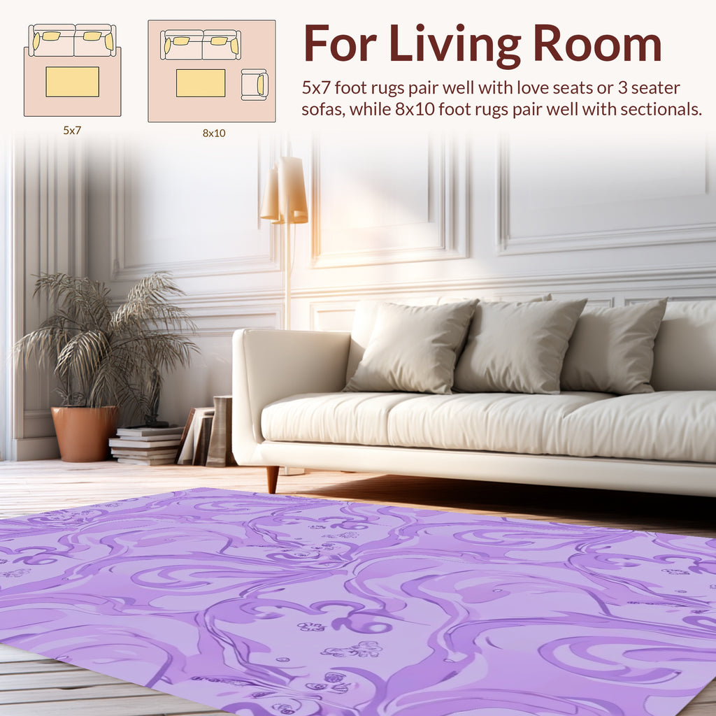 Lavender Swirl Butterfly Pattern Rug