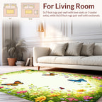 Spring Meadow Butterflies Floral Design Rug