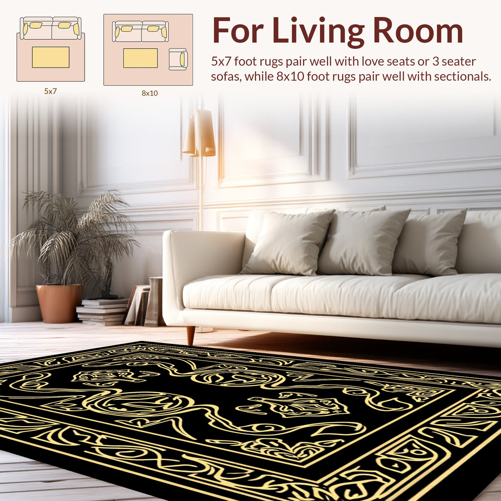 Art Nouveau Golden Illuminated Pattern Rug