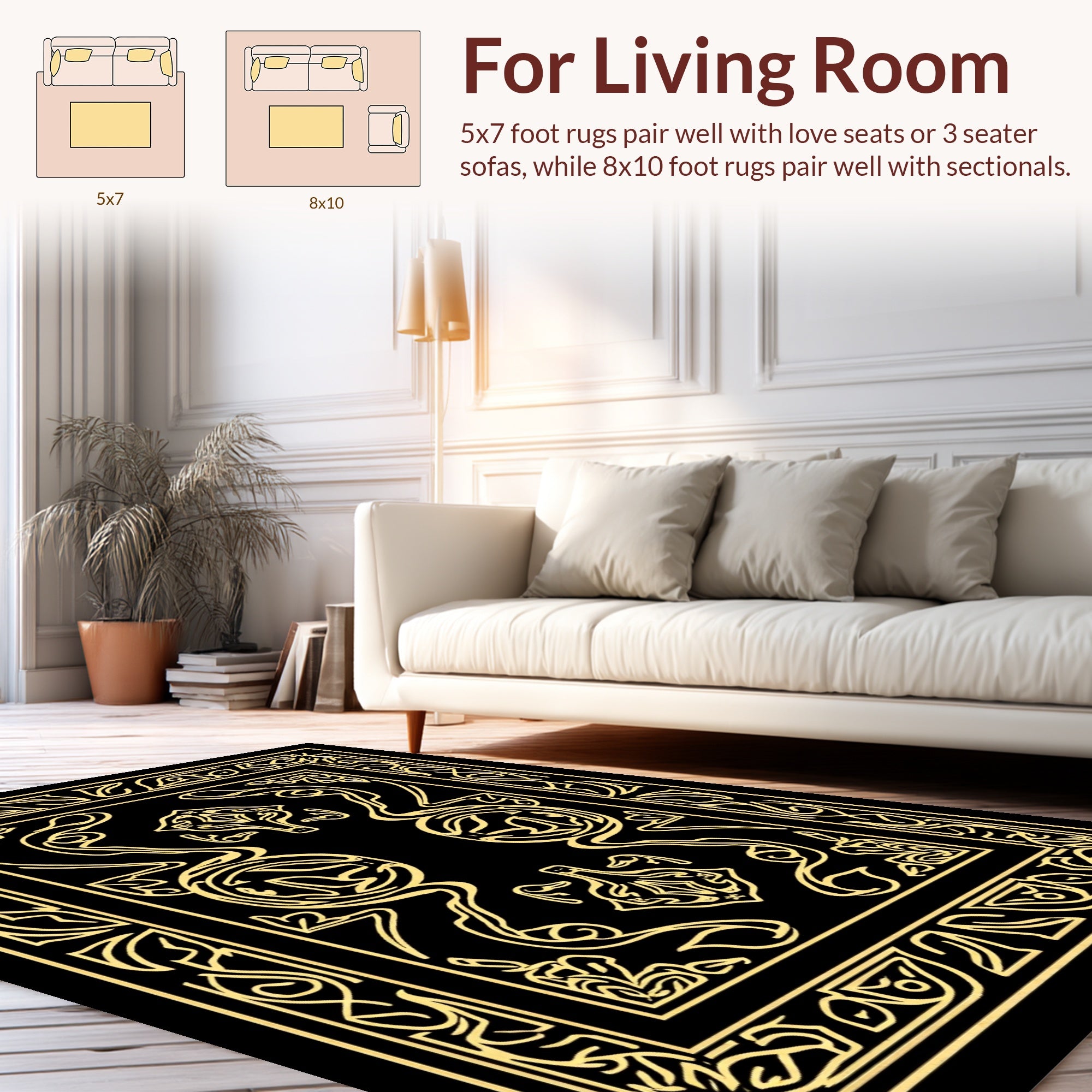 Art Nouveau Golden Illuminated Pattern Rug