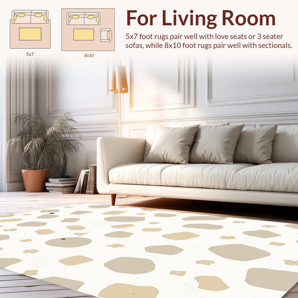 Neutral Terrazzo And Flower Pattern Rug