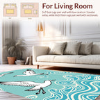 Seagulls with Ocean Waves Pattern Rug