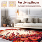 Vibrant Red Floral Branch Design Rug