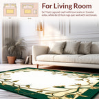Elegant Cream Teal Floral Vine Rug