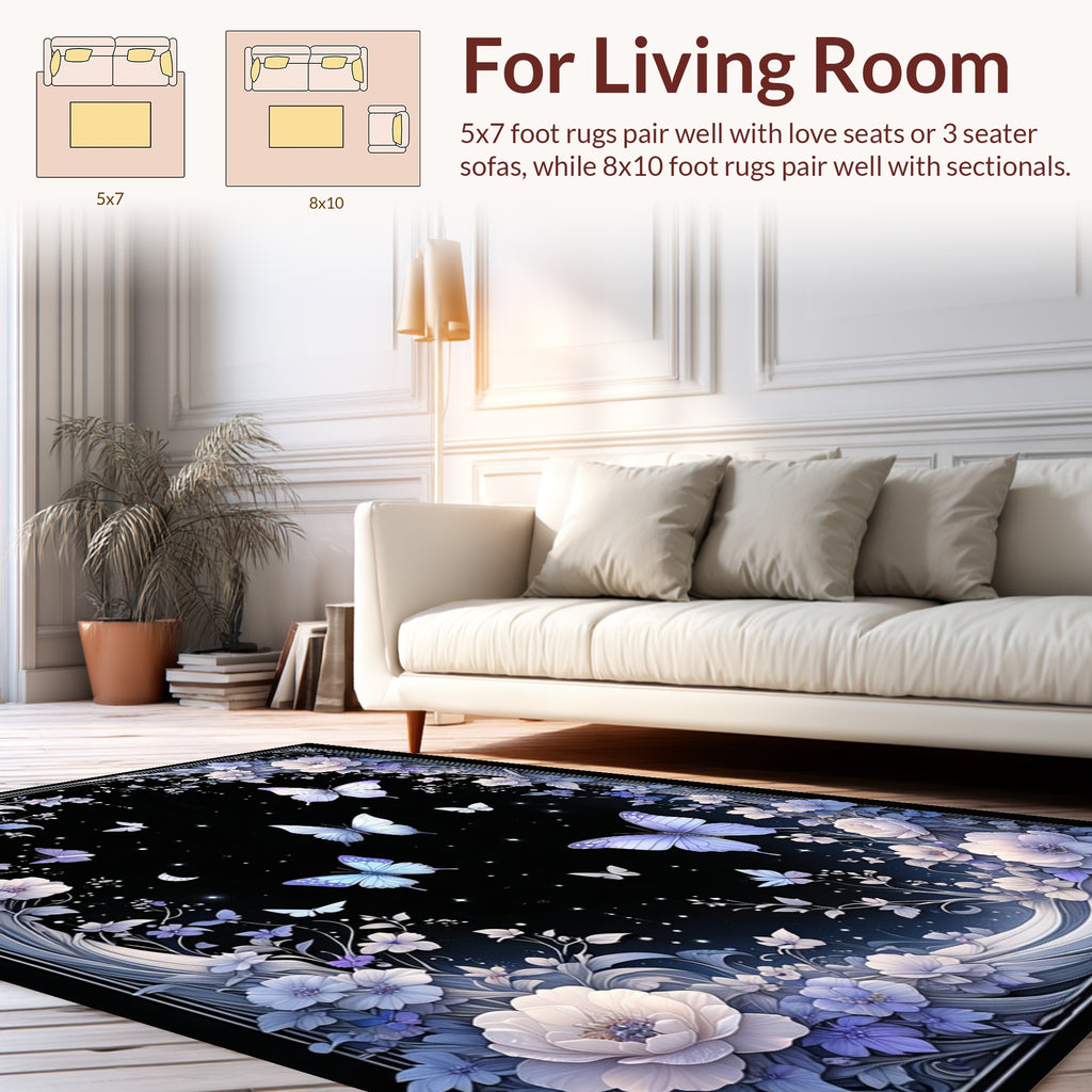 Ethereal Butterflies and Floral Fantasy Rug