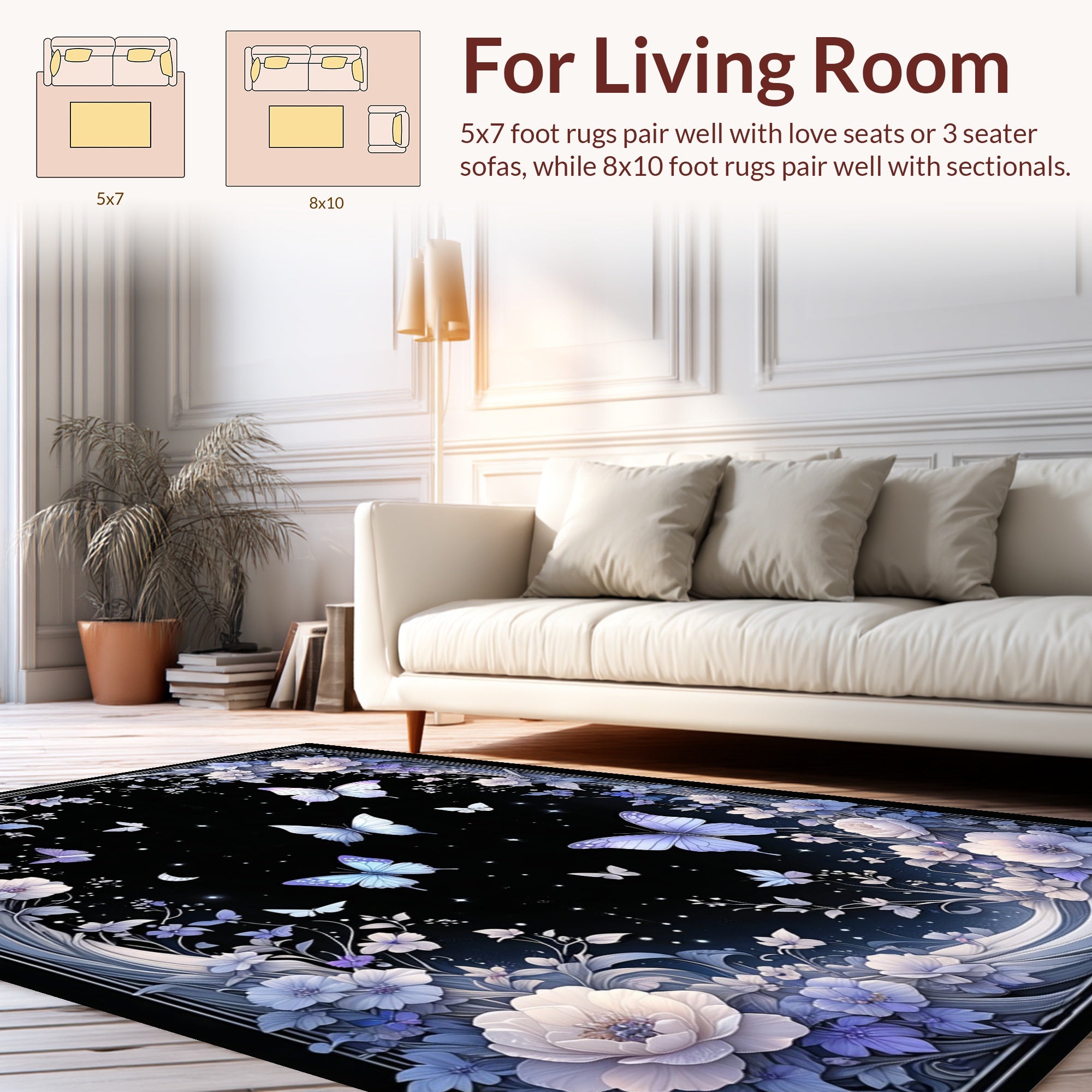 Ethereal Butterflies and Floral Fantasy Rug