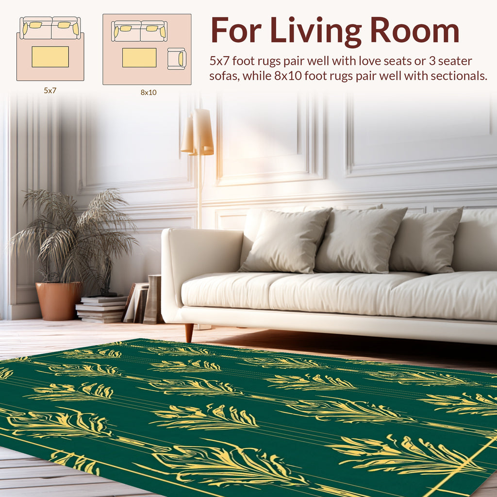 Elegant Yellow Floral Art Deco Pattern Rug