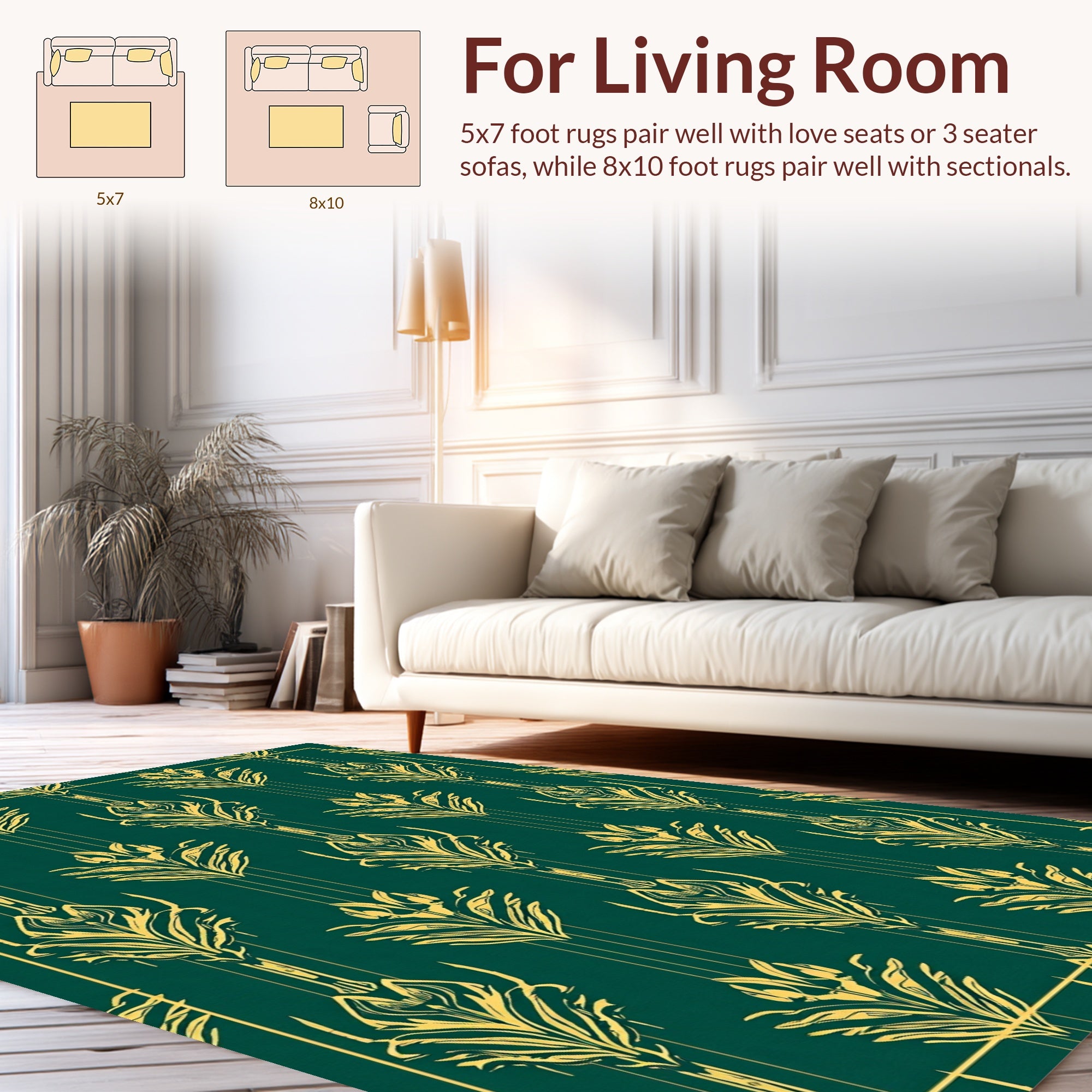 Elegant Yellow Floral Art Deco Pattern Rug