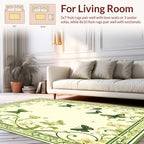 Green Butterfly Floral Scroll Pattern Rug