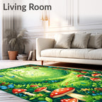 Enchanted Forest Butterfly Mushroom Design Rug