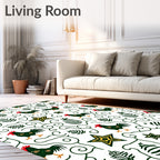 Rustic Roosters Green Swirl Star Rug