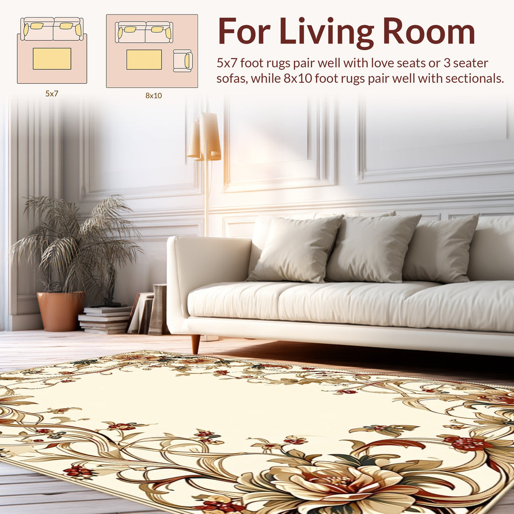 Elegant Floral Vine Pattern Rug