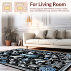 Elegant Blue Insect Floral Scrollwork Rug