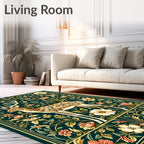 Majestic Deer Floral Meadow Pattern Rug