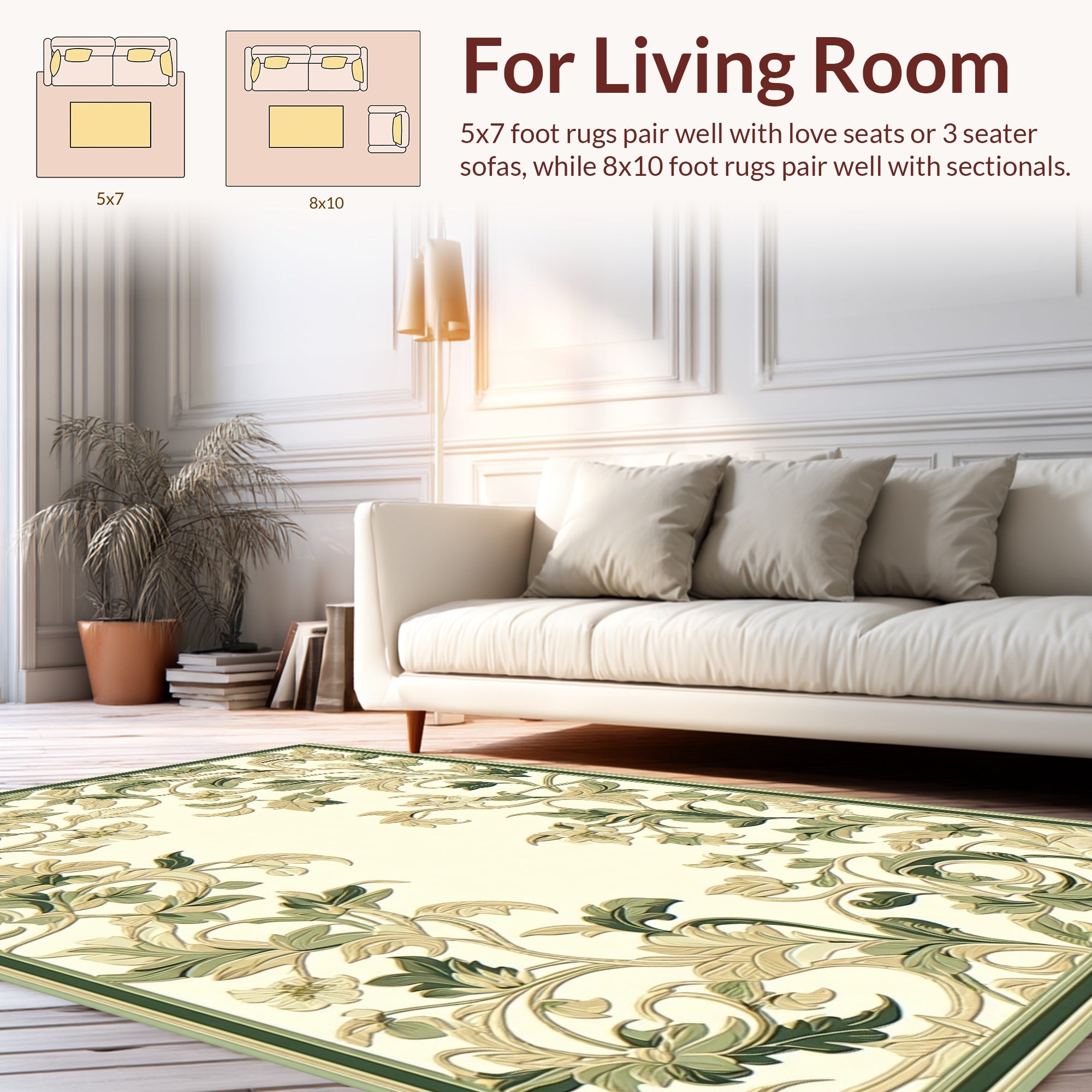 Ornate Floral Vine Pattern Rug