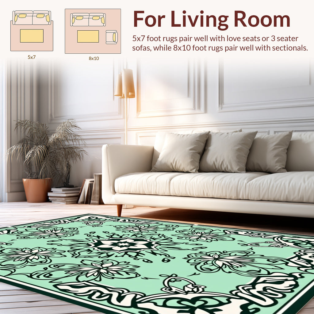 Art Nouveau Floral Symmetry Pattern Design Rug