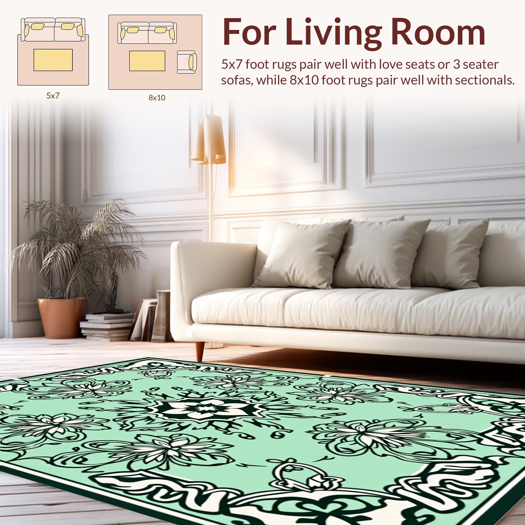 Art Nouveau Floral Symmetry Pattern Design Rug