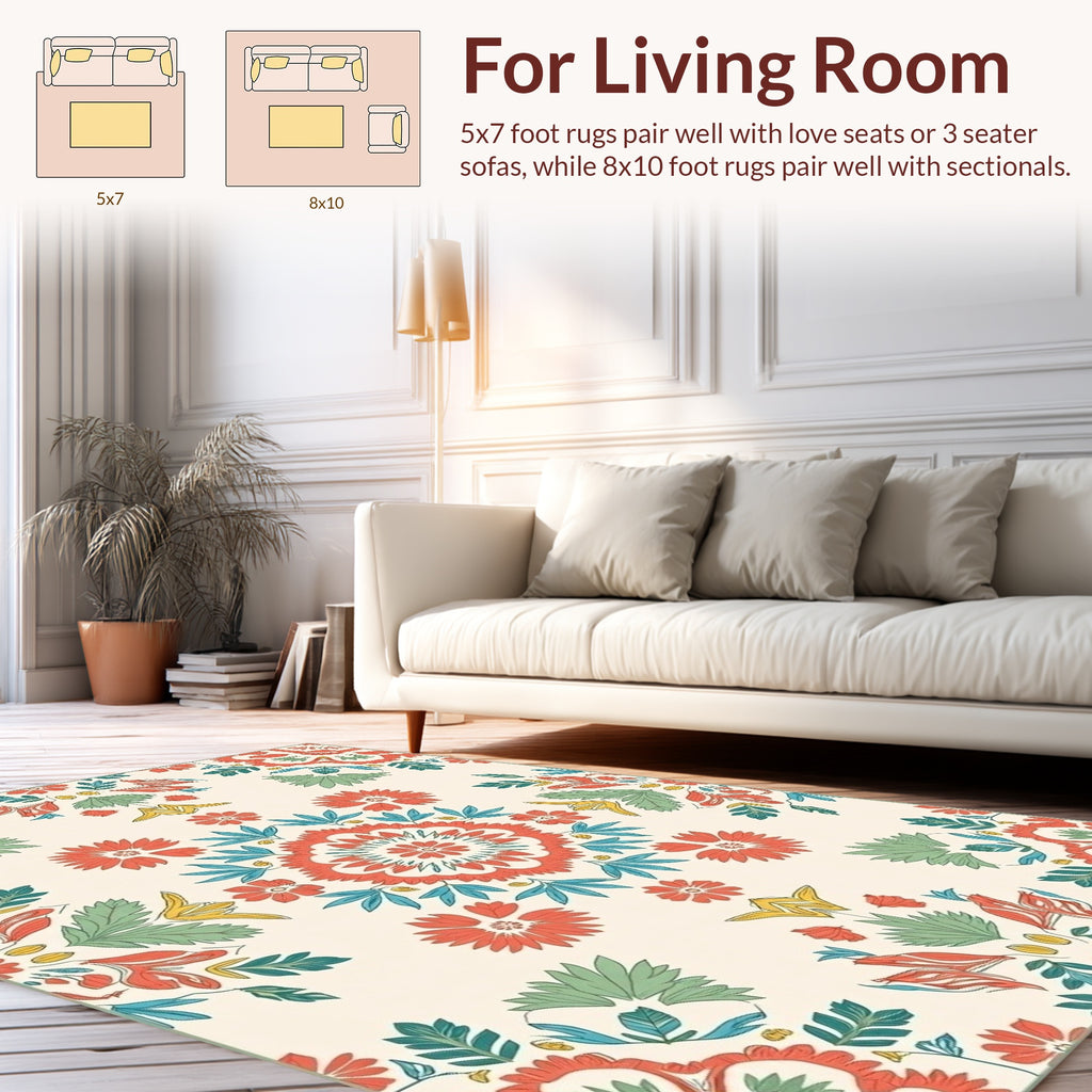 Retro Floral Mandala Pattern Rug