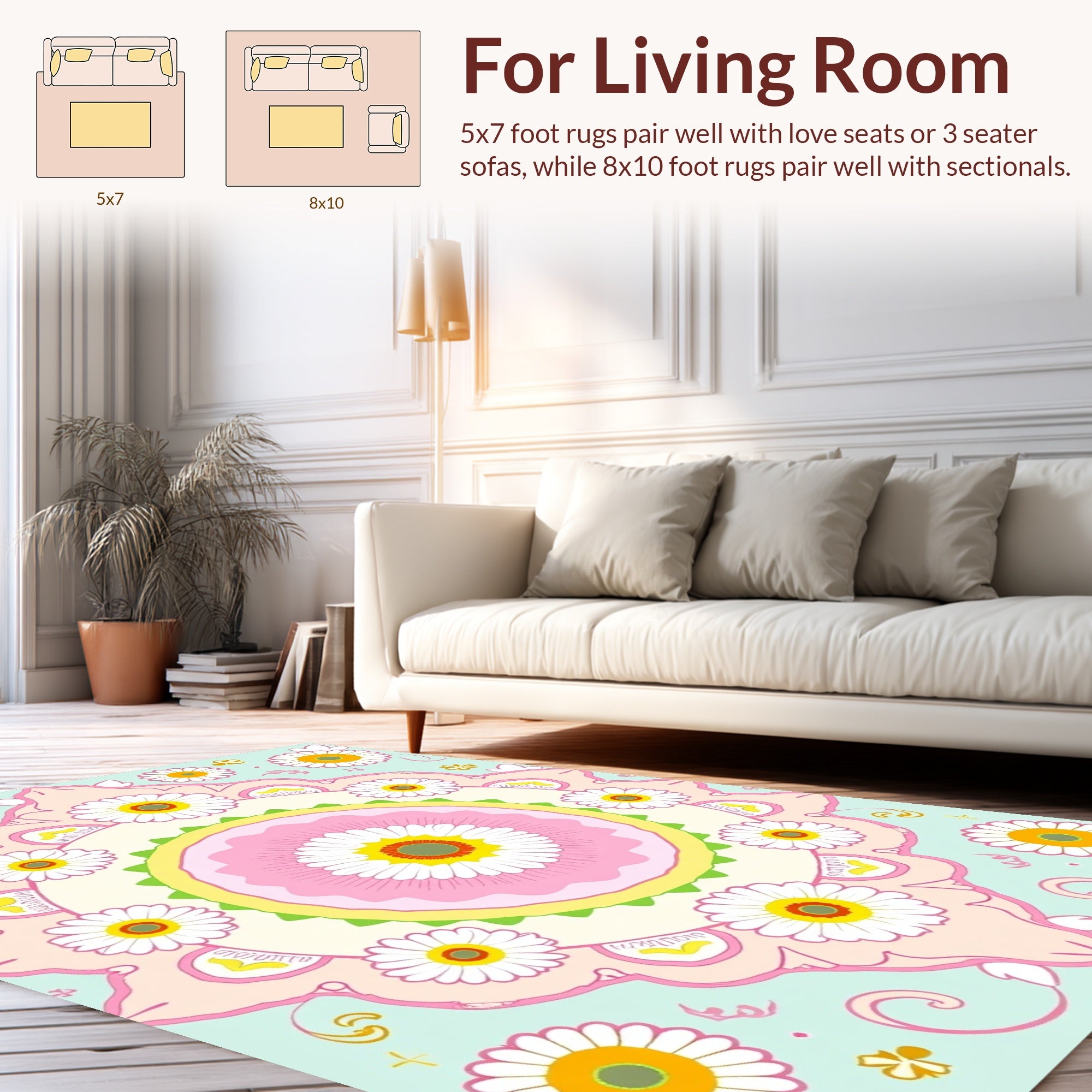 Floral Mandala Inspired Pastel Design Rug