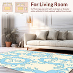 Light Blue Swirls Cream Pattern Rug