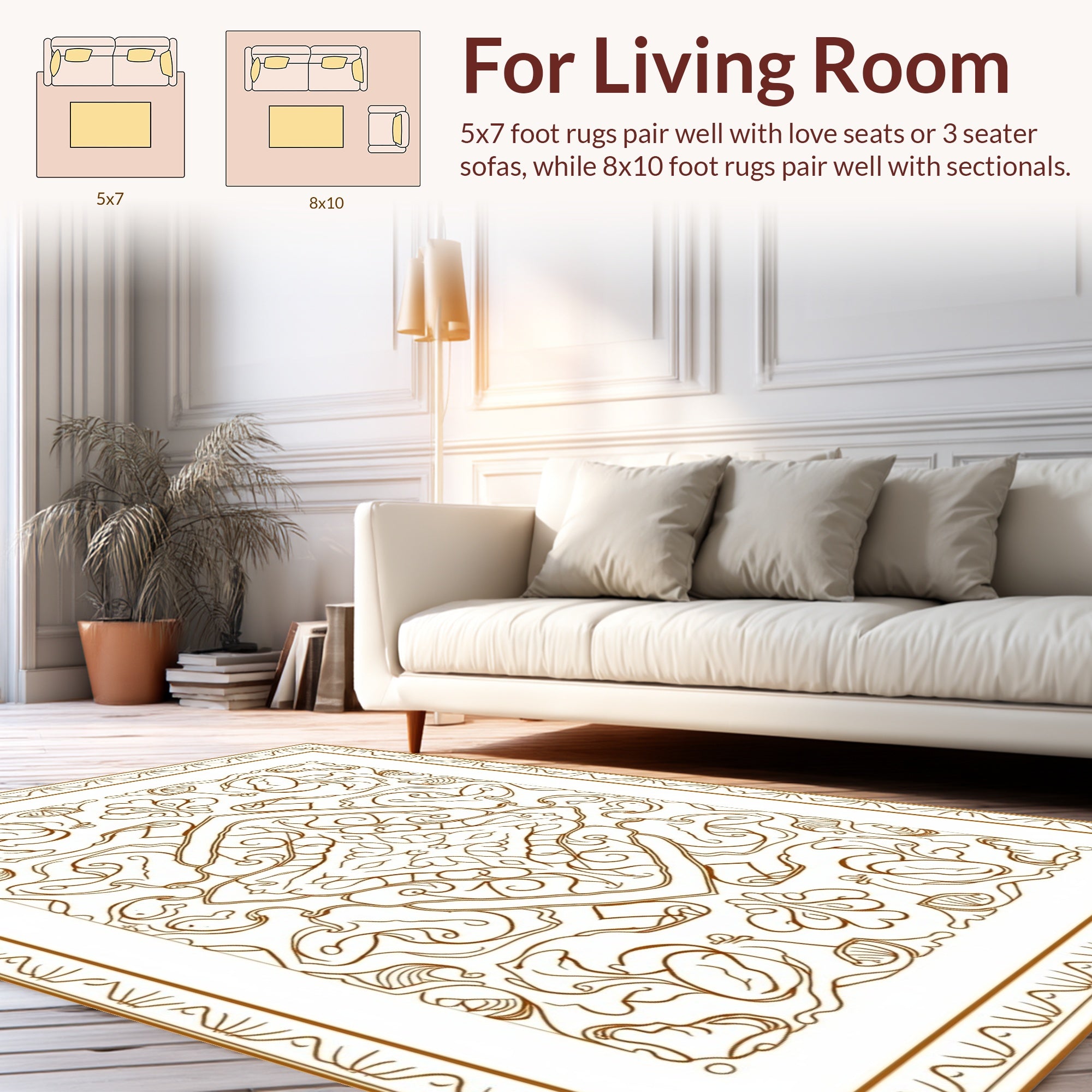 Ornate Floral Symmetry Design Rug