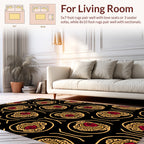 Bold Red Flower Garland Motif Rug