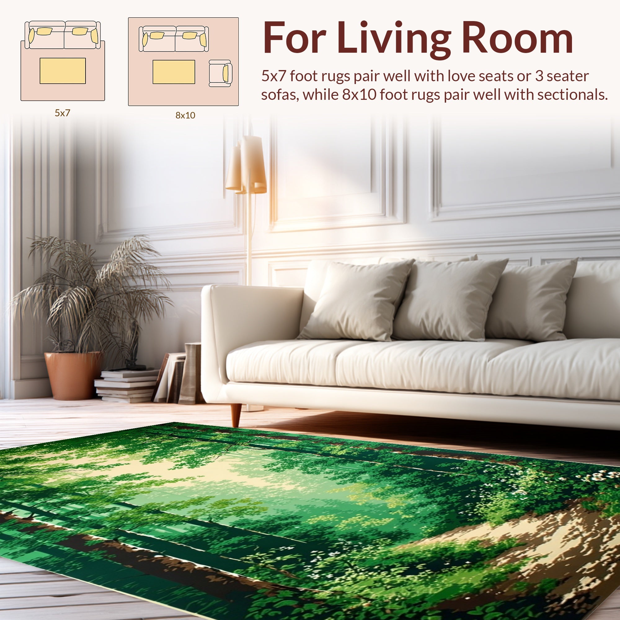 Lush Forest Path Vibrant Green Design Rug