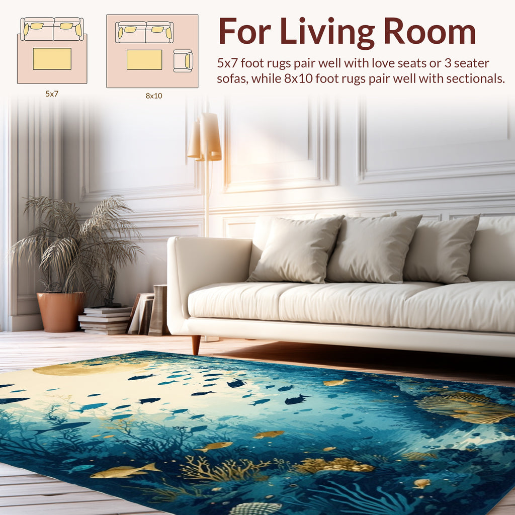 Deep Sea School of Fish Design Rug