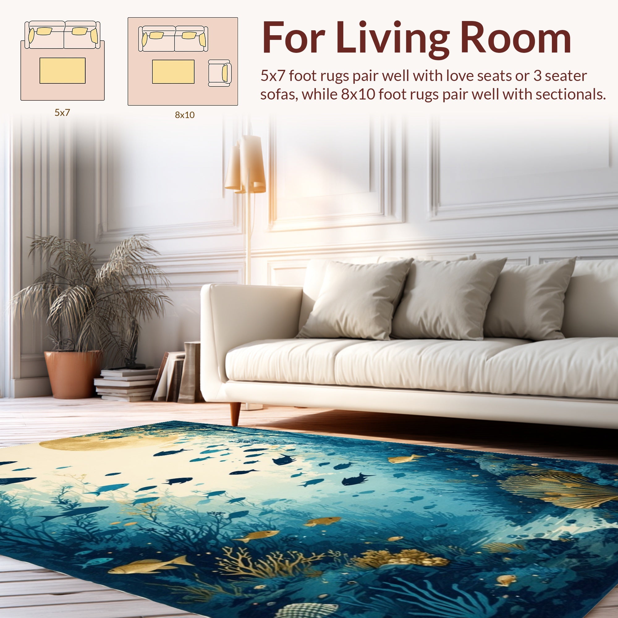 Deep Sea School of Fish Design Rug
