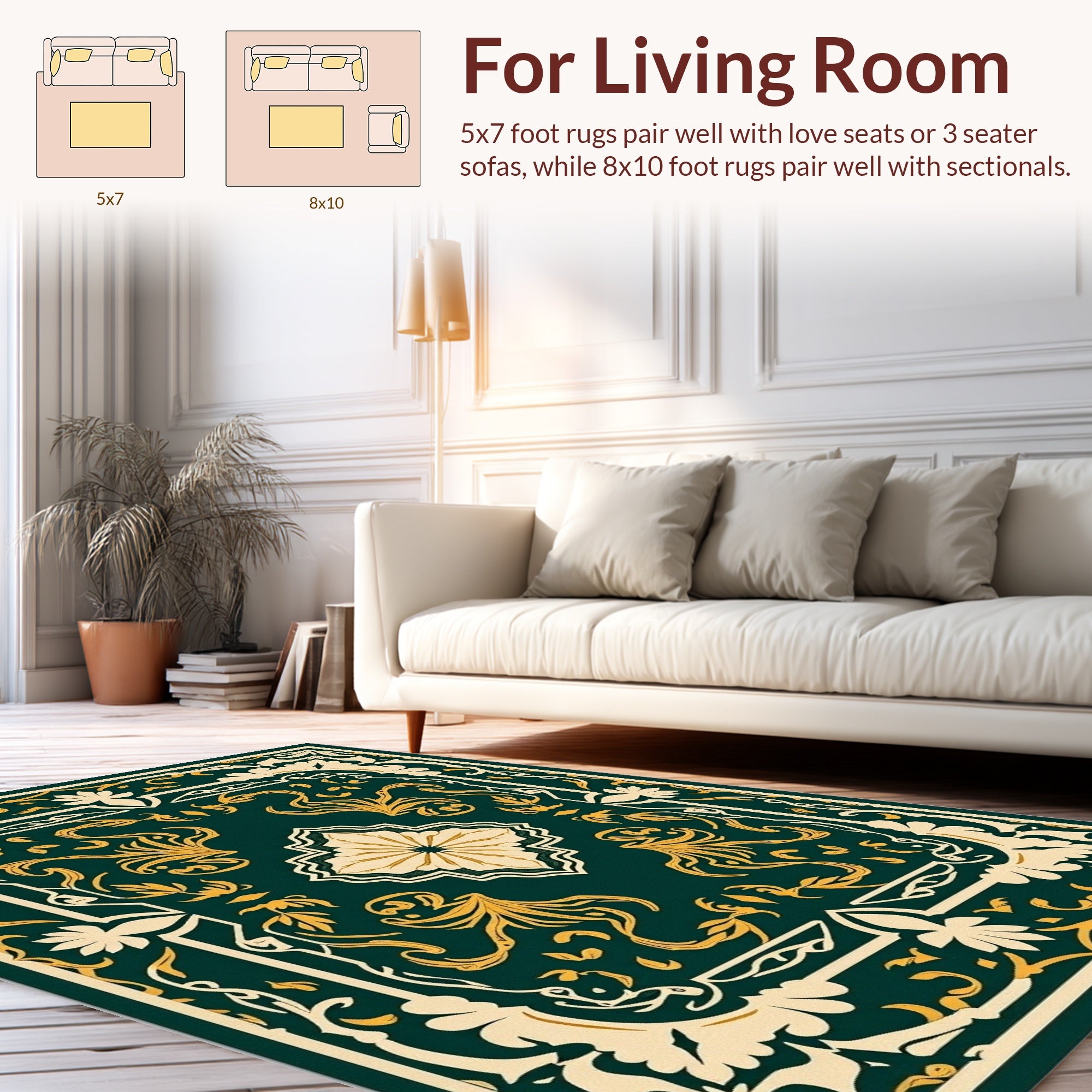 Elaborate Floral Medallion Vine Design Rug