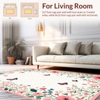 Whimsical Floral Butterfly Polka Dot Design Rug