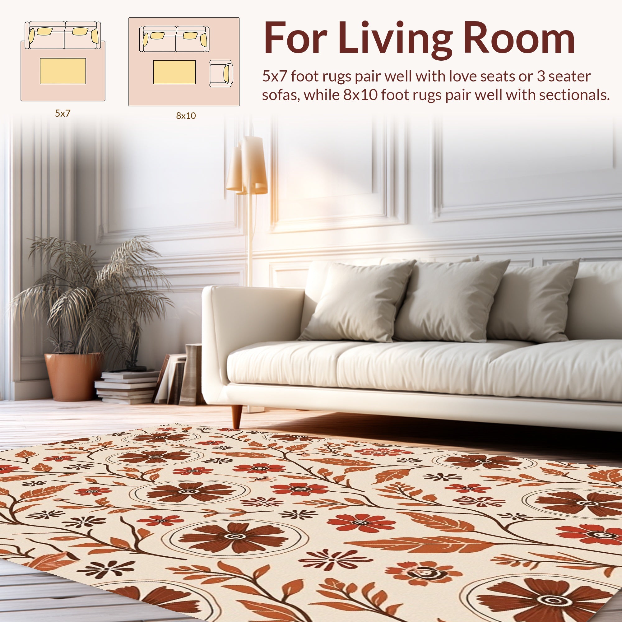 Floral Branch With 2 Tones Rug
