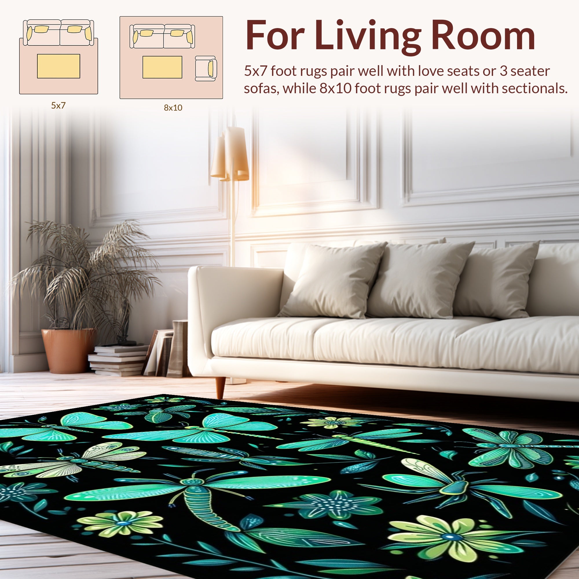 Whimsical Dragonfly Butterfly Pattern Rug