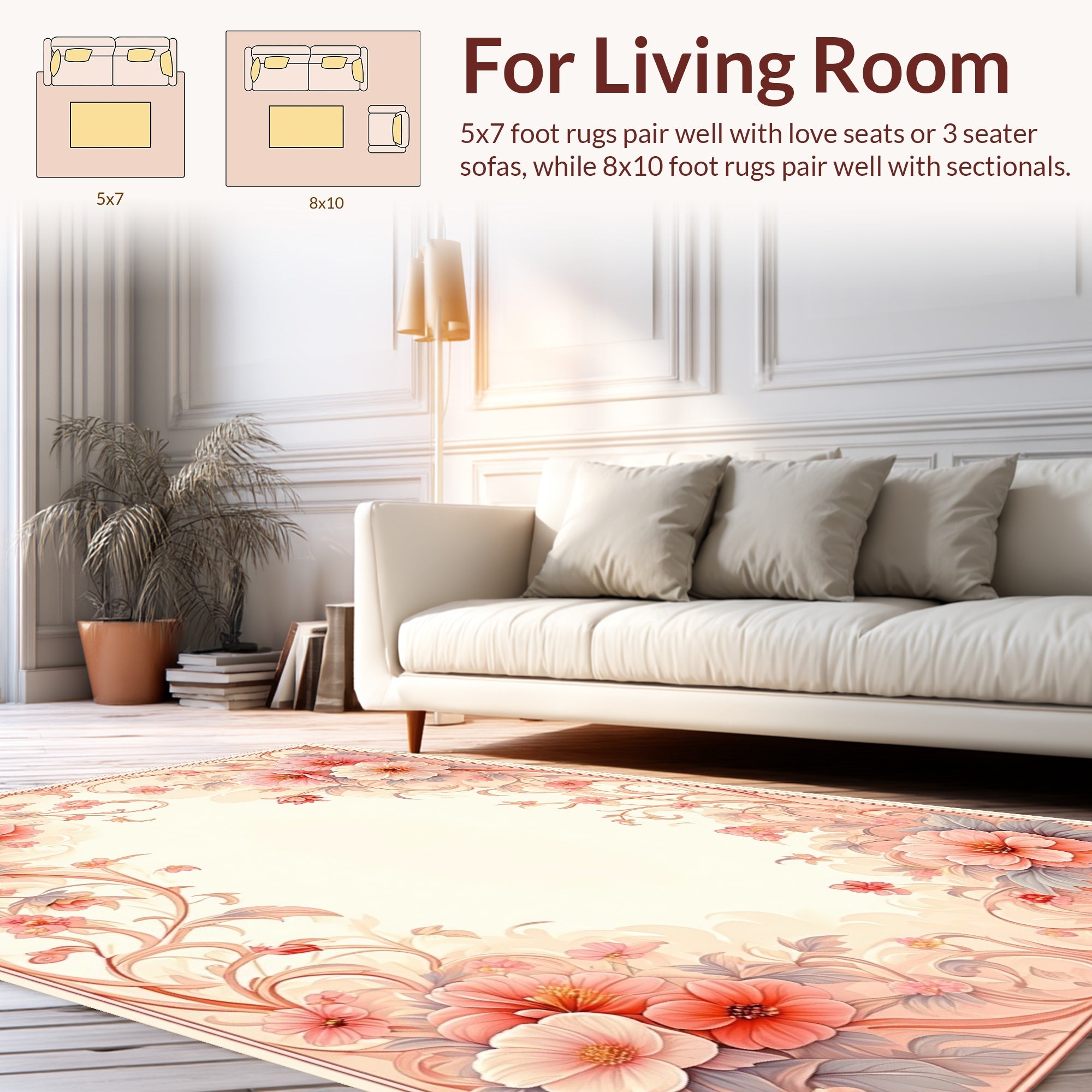 Floral Scrollwork Delicate Pink Rug