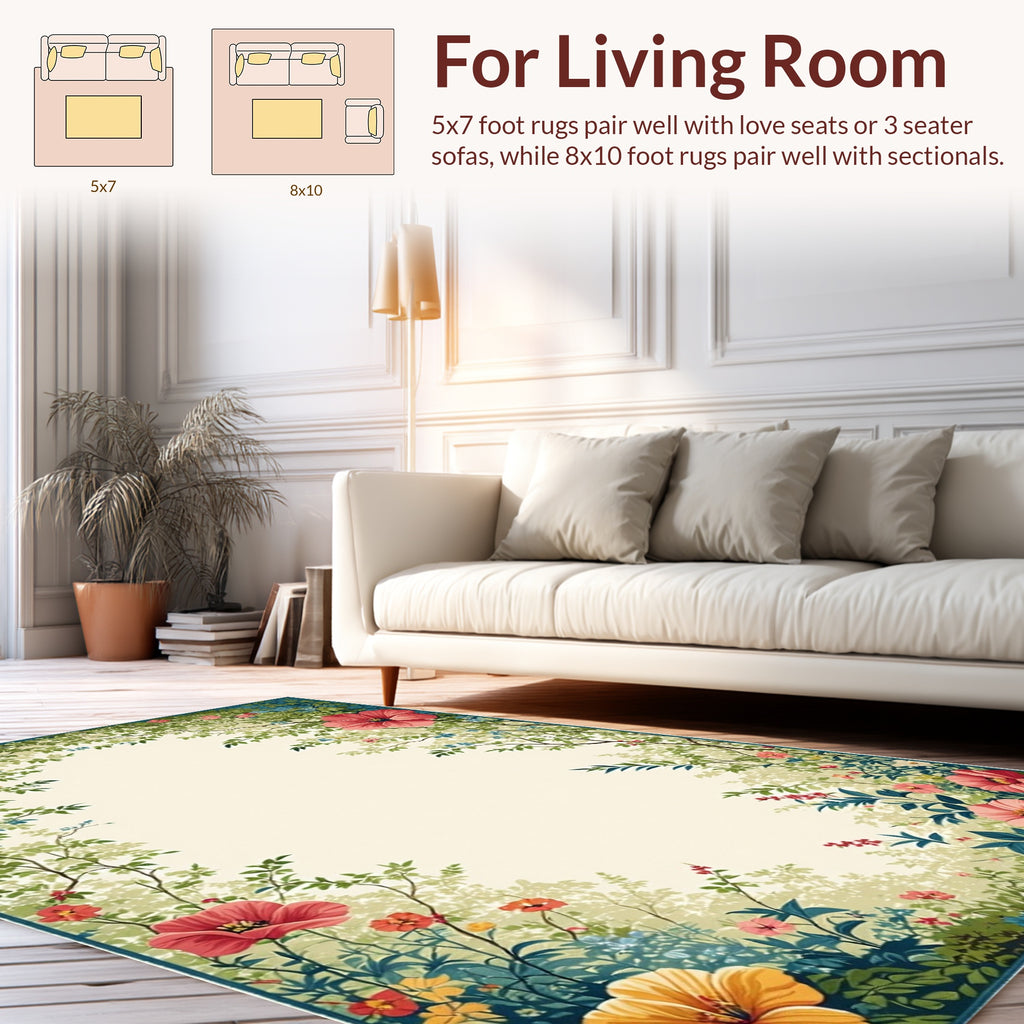 Vibrant Floral Vine Garden Design Rug