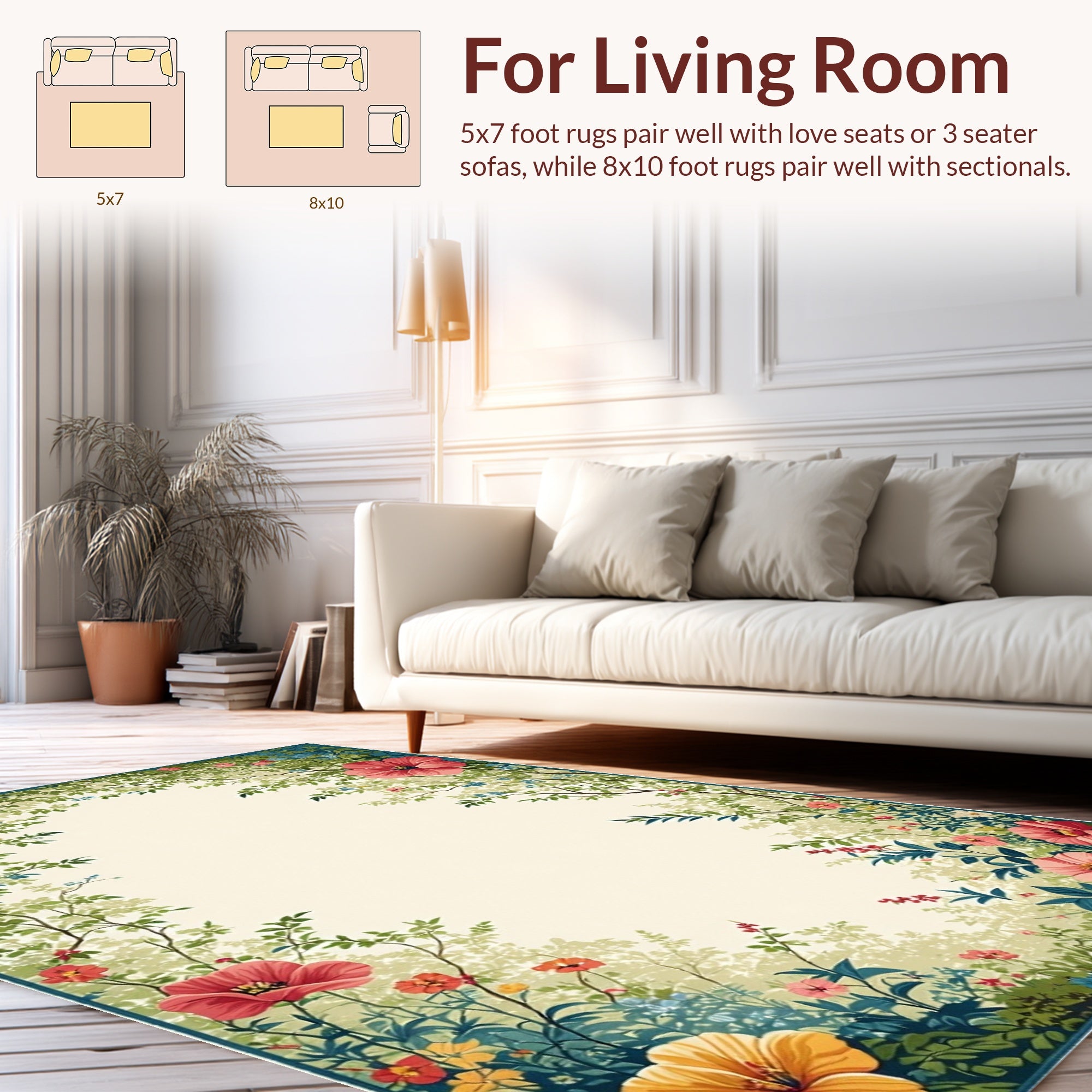 Vibrant Floral Vine Garden Design Rug