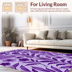 Purple Floral Leaf Pattern Rug